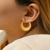 Charm Gold Color Stainless Steel Twisted Texture Hoop Earrings for Woman Girl Korean Temperament Jewelry Accessory Gifts - Image 2
