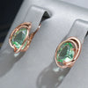 Geometric Light Green Stone Drop Earrings For Women Rose Gold Color Zircon Jewelry Accessories - Image 1