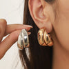 Silver Double Circle Hoop Earrings for Women Thick Geometric Drop Earrings Jewelry Gifts - Image 1
