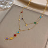 Greatera Double-layer Stacked Zirconium Heart-shaped Pendant Tassels Necklace Earrings Colorful Rhinestone Valentine's Day Gifts - Image 4