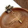 Lotus Flower and Deer Brooch in Antique Gold-Tone or Silver-Tone - Image 3