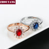 Princess Kate Blue Gem Created Blue Crystal Silver Color Wedding Finger Crystal Ring Jewelry for Women - Image 6