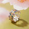 Silver Open Finger Ring Golden Enamel Donut Dazzling Geometric Punk For Women Jewelry Gift - Image 44