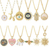 Stainless Steel Chain Necklace with Colorful Pendant Designs - Image 1