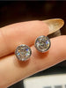 Diamond Round Stud Earrings for Women Silver Wedding Earring Jewelry Gifts - Image 3