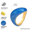 Chunky Open Twist Stackable Rings for Women, Blue Geometric Bold Enamel Crossover Statement Ring Band - Image 9