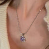 Blue Zircon Snowflake Pendant Necklace for Women Silver Color Rhinestone Choker Necklace Y2K Jewelry - Image 3