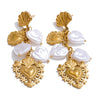 Baroque Imitation Pearls Heart Love Drop Dangle Manual Earrings Golden Pvd Plated Stainless Steel Charm Statement Jewelry - Image 7
