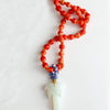 Glass Bead Necklace with Pumpkin Beads and Tree or Fish Pendants - Image 9