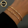 2pcs Gold Plated Stainless Steel Bracelets Stackable Layered Elegant Daily Party Holiday Gift - Image 1