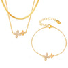 Necklace Bracelet For Women Stainless Steel Zircon 4 Petals Flower Pendant Chain Charm Jewelry Gift - Image 7