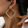 Gold Color Big Square Hoop Earrings For Women Exaggerated Metal Geometric Irregular Circle Earrings Jewelry - Image 2