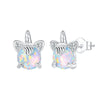 Silver Cat panda koala deer unicorn elephant Zircon Earrings for Women Jewelry Wedding Birthday Gift - Image 13