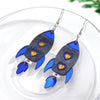 Mirrored Ufo Alien Acrylic Earrings for Women Glitter Pink Rocket Spaceship Long Drop Earring Creative Jewelry Birthday Gift - Image 9