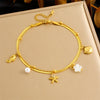 316L Stainless Steel Golden Ocean Series Zircon Pearl Tassel Pendant Anklets Lady Foot Chain Jewelry Gift - Image 28