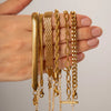 Link Chain Stainless Steel Bangle Bracelet for Women Golden Metal Texture Jewelry Beach Gift Man - Image 23