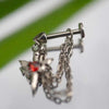 Stainless Steel Red Zircon Wing Chain Piercing Earring for Women Men Gothic Silver Color Rivet Ear Bone Nail Earring Y2K Jewelry - Image 5