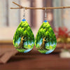 Bohemian Wooden Water Drop Earrings Elegant Rainbow Tree Of Life Willow Tree Teardrop Earring Double Sided Colorful Earrings - Image 3