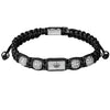 Men's Adjustable Black Braided Crown Design Bracelet with Sparkling Synthetic Zirconia Stones Elegant GoldenTone Rectangular - Image 8