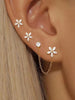 Star Flower and Bow Hoop Earring Set with Crystal Accents in Gold-Tone or Silver-Tone - Image 9