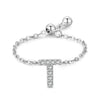 Silver 26 English Letters Adjustable Chain Finger Rings For Women Wedding Anniversary Jewelry - Image 10