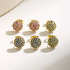 Paved Cubic Zirconia Round Stud Earrings For Women Multicolor Crystal Ear Studs Light Wedding Party Jewelry Gifts - Image 4