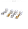 Pearl Drop Earrings with Geometric Metal Tops - Image 11