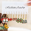 25Pairs/5Pairs Christmas Series Earrings Cartoon Santa Claus Gingerbread Man Snowflake Alloy Earrings Set Women Christmas Gifts - Image 11
