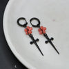 Punk Black Sakura Blade Earrings Gothic Cherry Blossom Sword Pendant Small Hoop Earrings Japanese Jewelry - Image 6