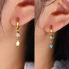 Gold Plated Stainless Steel Huggie Hoop Earrings for Women Chic Vintage Natural Stone Charms Jewelry - Image 19