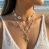 3pcs/set Bohemian Pearl Starfish Pendant Necklace for Women Irregular Blue Stone Beads Link Chain Beach Party Jewelry - Image 17