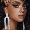 Stonefans Shiny Full Iced Rhinestones Long Tassel Dangle Earrings for Women Bling Crystal Drop Earrings Ear Jewelry Gift