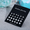 12 Pairs/Pack Shiny Zircon Stud Earrings Set for Women Men Daily Versatile Chic Silver Color Crystal Ear Jewelry Accessories - Image 5