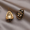 Korea jewelry gold plated black baking paint stereo zircon water drop earrings elegant women's daily accessories - Image 4