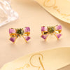 Colorful Enamel Flower Stud Earrings for Women Elegant Floral Petal Crystal Drop Earrings Jewelry Gift for Her - Image 6