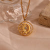 Minimalist Delicate Crystal Filled Hollow Moon and Sun Pendant Gold Plated Stainless Steel Necklaces For Woman - Image 6