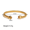 Yori Stone Blue Turquoise Stainless Steel Ribbed Bracelet Gold Plated Gift Gold Pvd Plated Jewelry - Image 7