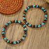 Vintage boho personality men's pine stone set necklace wood bead handmade beaded bracelet accessories - Image 2