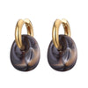 Oval Shape Acrylic Resin Pendant Stainless Steel Hoop Earrings For Women Gold Color Steel Ear Buckle Female Jewelry - Image 7
