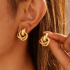 Stainless Steel Chunky Knot Earrings for Women Vintage Simple Multi-layer Circle Round Drop Earrings Punk Jewelry Gifts - Image 8