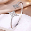 Yupsk 2pcs Star Design Stainless Steel Open Bracelet Shiny Cubic Zirconia Decorated Cuff Bangle Colorfast Jewelry Gift - Image 9