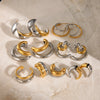 Two Tone Silver Color Gold Color Tone Oval Hoops Layered Triple Huggy Huggie Hoops Small Stud Mixed Metal Minimal Busines - Image 4