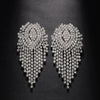 Stonefans Tassel Drop Earrings for Women Luxury Designer Geometric Rhinestone Dangle Earring Wedding Party Jewelry