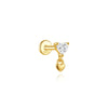 Silver 1pc Flower Shaped Inlaid Zircon Piercing Drop Earrings For Women Gold Jewelry Gift - Image 14