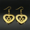 Heart Hexagram Star of David Jewish Earring for Women Rhinestone Stainless Steel Gold Color Amulet Drop Earrings Jewelry E6474S0 - Image 6