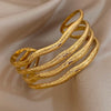 Irregular Textured Multilayer Open Bracelets for Women Men Hammered Chunky Gold Plated Stainless Steel Cuff Bangle Charm Jewelry - Image 1