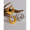Statement Stainless Steel Geometric Hoop Earrings Jewelry for Women Metal Texture Earrings Golden Accessories - Image 6