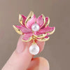 Elegant Lotus Flower Enamel Pins for Women Gold Plated Bouquet Drop White Pearl Brooches Weddings Clothes Accessories - Image 1