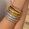Stainless Steel Retro Elasticity Thick Polish Bracelet Gold Plated Unisex Jewelry Men Women - Image 1
