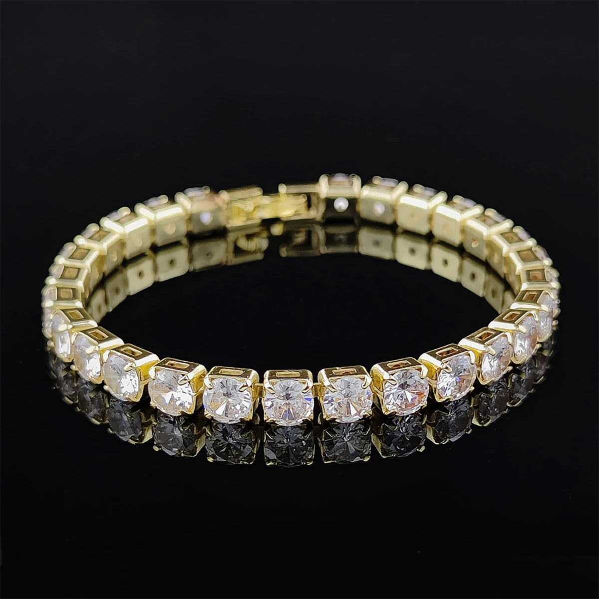 Cubic Zirconia Tennis Bracelet Gold Color Iced Out CZ Chain Bracelets For Women Men Hip Hop Bling Homme Jewelry Gift - Image 1